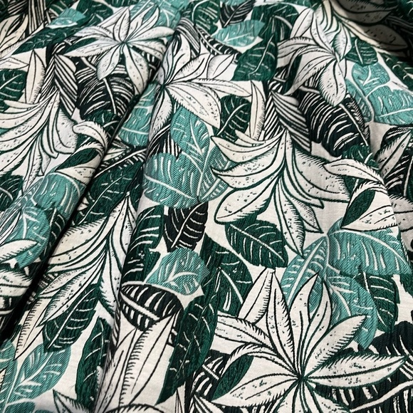 Eva Mendes Del Mar Jacquard Strapless Dress Pockets Green Palms Leaf Tropical - Picture 4 of 13